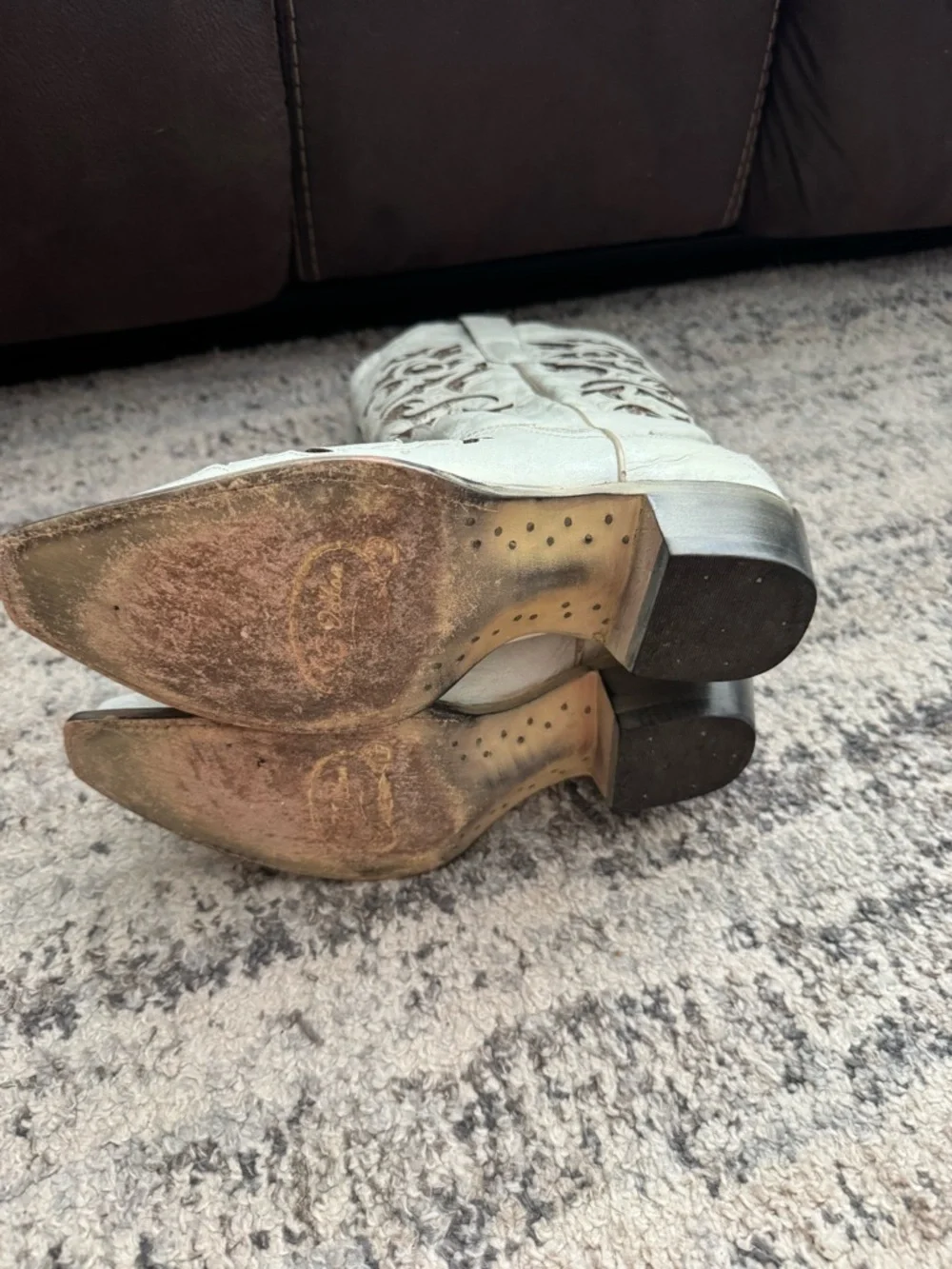 J.B. Dillon White Embroidered Western Ankle Boots - Picture 5 of 5